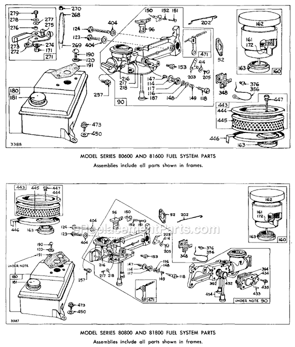 Page B Diagram and Parts List for 80600SERIES  Briggs and Stratton Engine